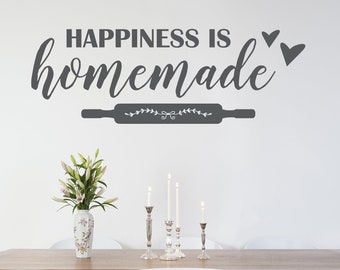 Happiness is homemade Decal, Kitchen Decal, Kitchen Decor, Kitchen wall decal, Kitchen quotes, vinyl wall art, Happiness sticker