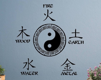 Five Elements decal with yin yang symbol// Chinese medicine