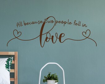 Love wall decal, Love wall art, i love you, love sign, love never fails, love you more, Love decal, All because two people fell in love