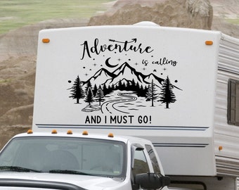 Adventure is Calling RV Decal: Mountain Forest Camper Decor