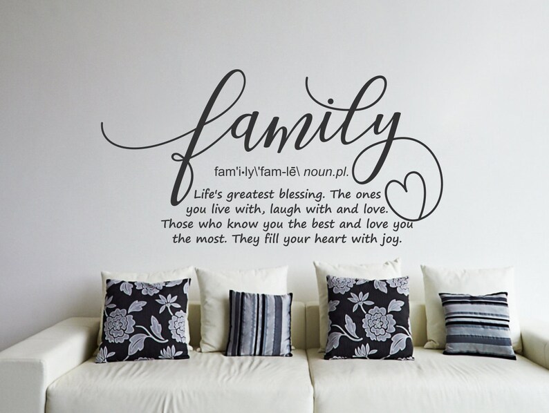 Family Definition Wall Decal Family Wall Art Family Sign Etsy