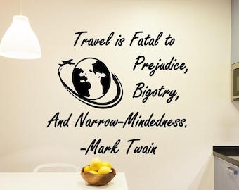 travel wall decal, Mark twain quote, travel lovers gift, mark twain art, travel wall art, travel wall decor