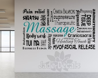 Massage wall decal, spa decor, massage therapy, spa wall decal, massage therapist gift, massage decor, spa wall art, massage decal