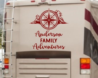 Mountain Compass Custom Last Name RV Decal
