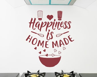 Happiness is homemade Wall Decal, Kitchen Decal, Kitchen Decor, Kitchen wall decal, Kitchen quotes, vinyl wall art, Happiness sticker