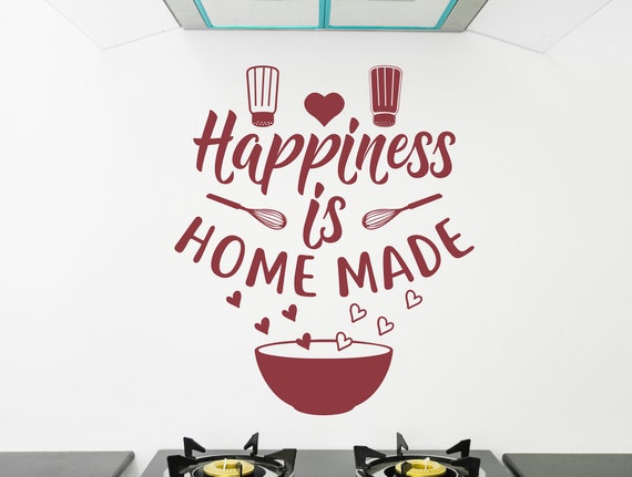 Le bonheur est fait maison sticker mural, sticker cuisine, décor de cuisine,  sticker mural cuisine, citations de cuisine, art mural en vinyle,  autocollant bonheur -  France