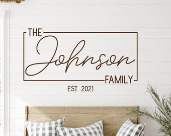 Last name wall decal, established date, last name decal, entryway decor, last name sign, personalized name, wall art, custom name decal