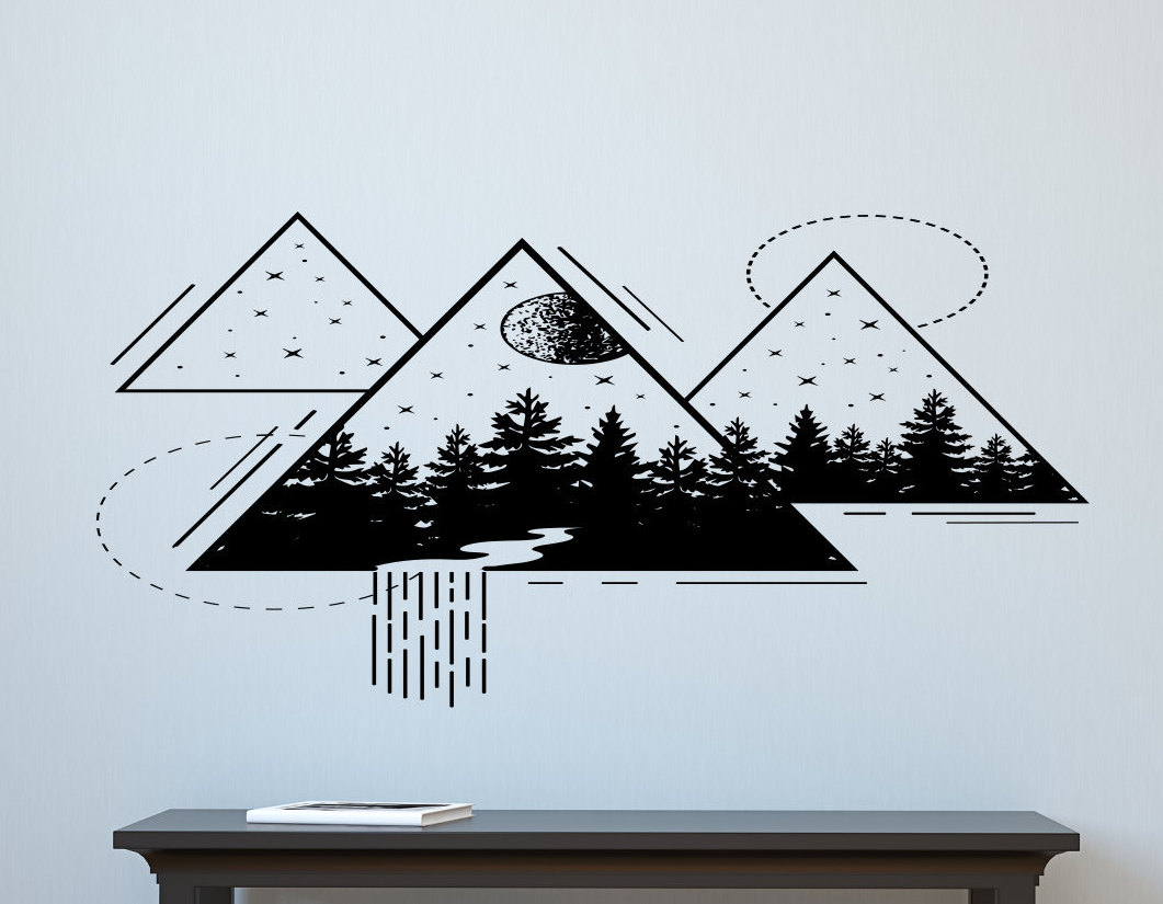 wall wall wall Geometric wall decor, art art, triangle nature decal, art, wall wall mountain sacred decal, forest art abstract geometry,