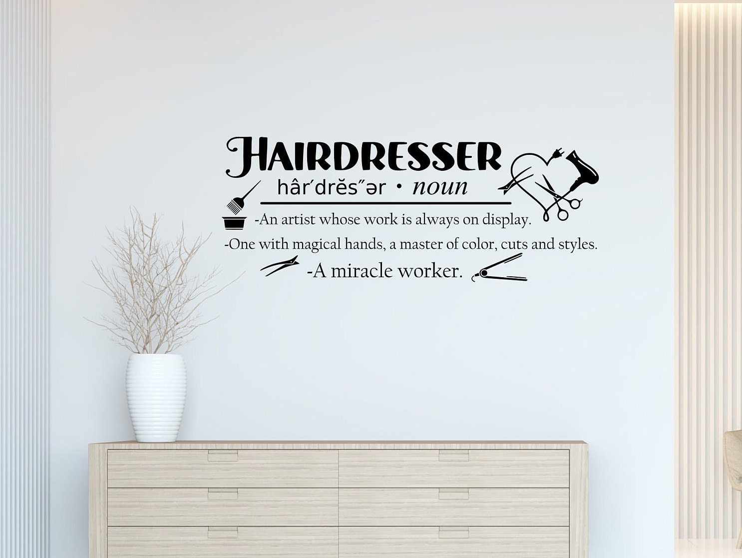 Hair salon wall decal, hairdresser definition, salon wall art