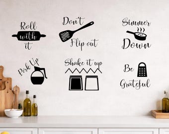 Funny Kitchen Wall Decal Set | Cooking Quotes | Shake It Up, Simmer Down | Kitchen Decor | Housewarming Gift