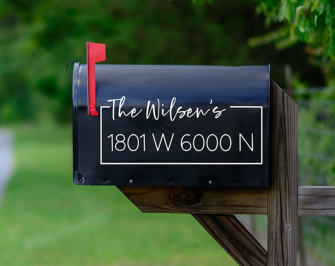 Last name Mailbox decal, address decal, mailbox numbers, mailbox stickers, mailbox lettering, mailbox design