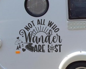 Personalized RV Camper Decal: "Not All Who Wander Are Lost"