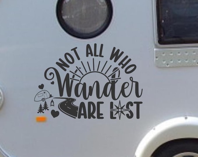 Not all who wander are lost - personalized rv camper decal for fifth wheel, class a, class c, trailer- custom rv decal - last name rv decal
