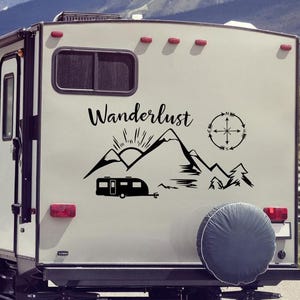 Wanderlust RV Aufkleber, Camper Aufkleber, glücklicher Camper, Reise-Vinyl-Aufkleber