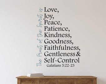 The fruit of the spirit wall decal, Christian wall decor, bible verse decor, scripture wall art, church decor, galatians 5, christian decal