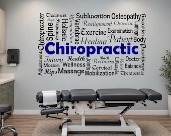 Chiropractic Decal, Holistic Healing Word Art | Adhesive Vinyl | Multiple Sizes, Custom Colors, Spinal care decor