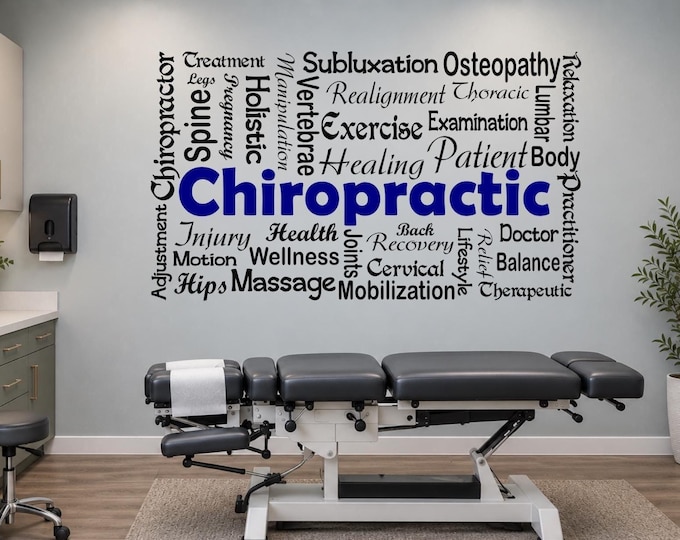 Chiropractic Decal, Holistic Healing Word Art | Adhesive Vinyl | Multiple Sizes, Custom Colors, Spinal care decor