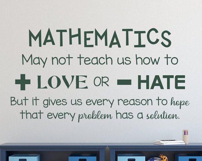 Math wall decal, mathematics decal, math classroom decor,  add love, subtract hate