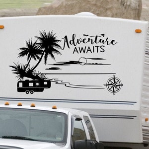 Adventure Awaits Rv Camper Decal Fifth Wheel Decal Vinyl Rv - Etsy