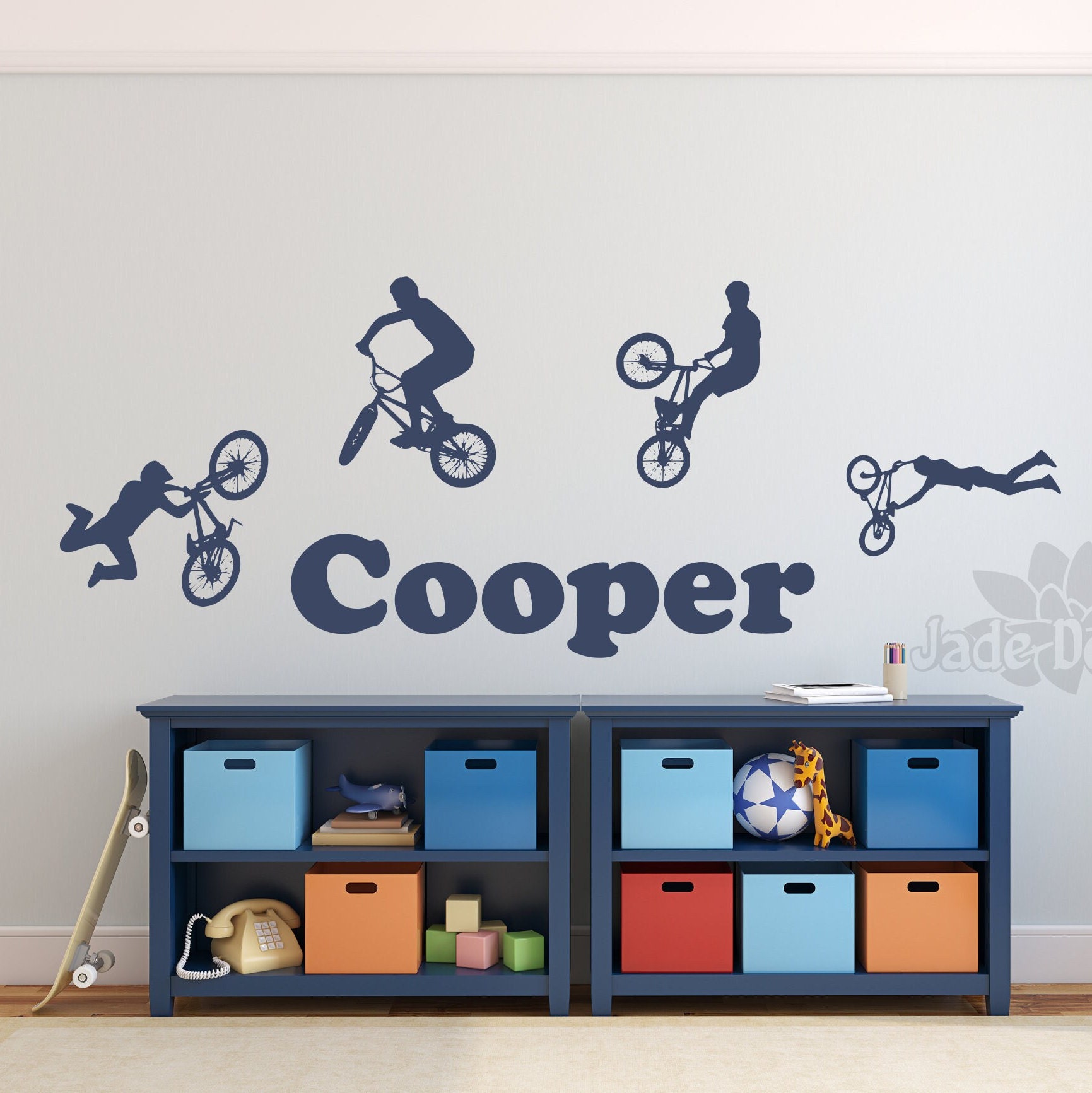 Bmx wall decal name wall decal bmx wall art boys room decor