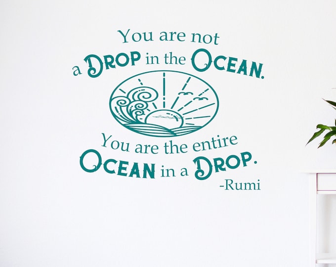 Inspirational quote, motivational quote, ocean wall art, Rumi wall art, Life quote, zen decor, Rumi quote