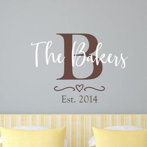 Last name decal, family wall decal, monogram wall decal, established date, vinyl decal, personalized decal, monogram decal, name decal