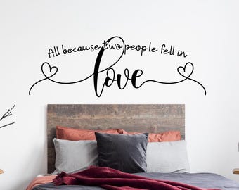 Love wall decal, Love wall art, i love you, love sign, love never fails, love you more, Love decal, All because two people fell in love