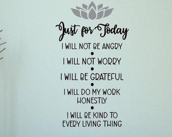Reiki 5 principles, reiki wall art, Reiki wall decal, Just for today, Reiki Principles, Spiritual Decor, Reiki Healing, Reiki Art