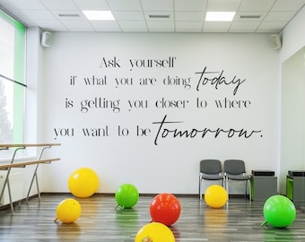 Ask yourself Inspirational Gym wall decal , motivational wall quote, home gym decor, gym wall art,