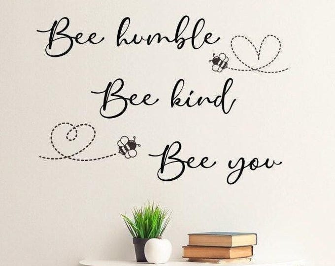 Bee Humble Wall Decal, Farmhouse Classroom Decor, Bumblebee Hearts, Kids Room, Montessori, Playroom