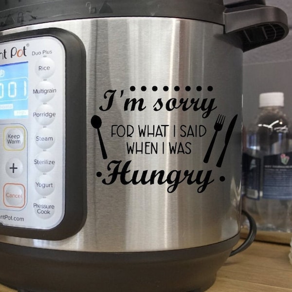 Funny kitchen wall art decal, Kitchen wall decal, instant pot decal, dining room wall art, Im sorry for what I said when I was hungry