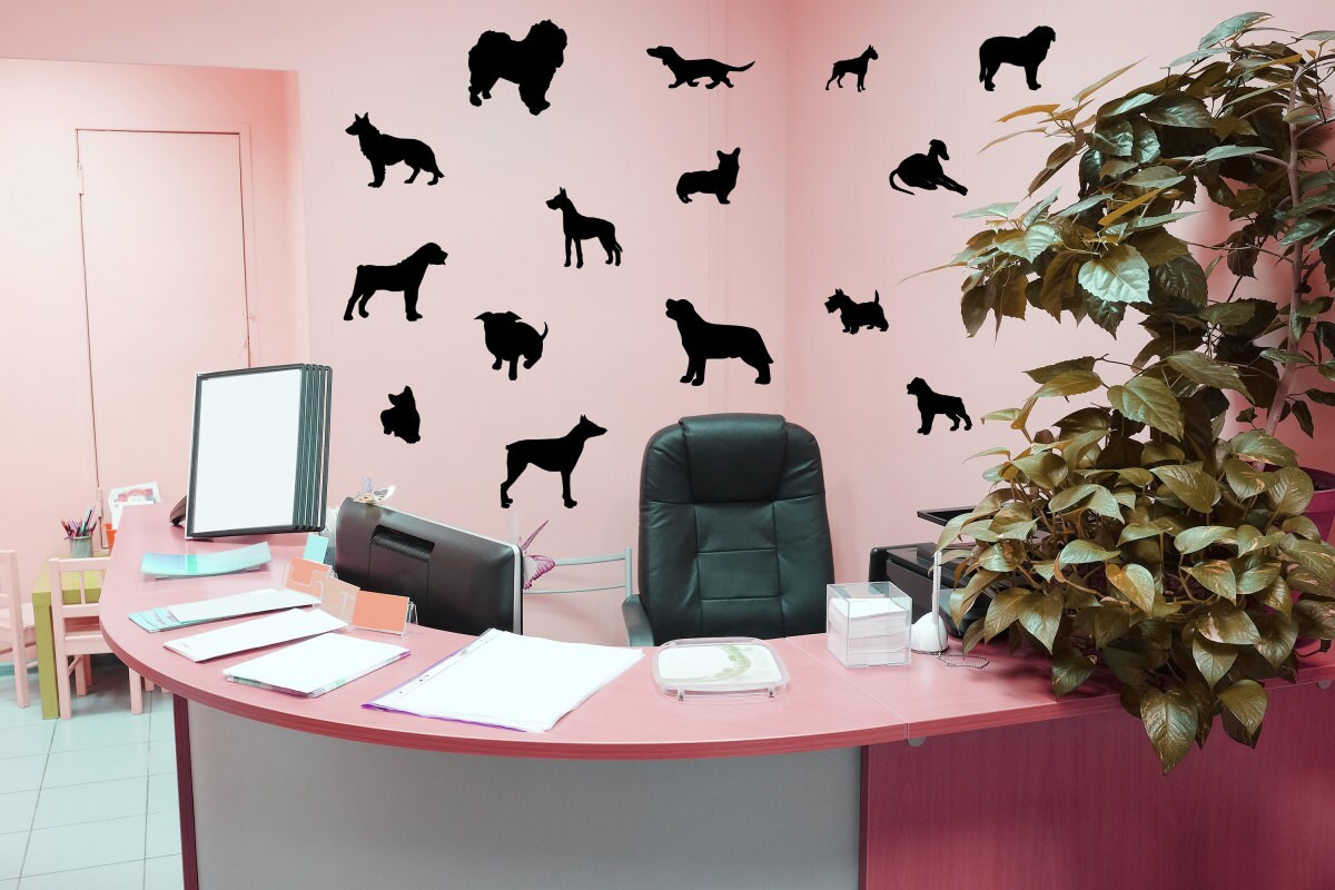 Dog silhouette decals// dog wall decals, veterinarian decal