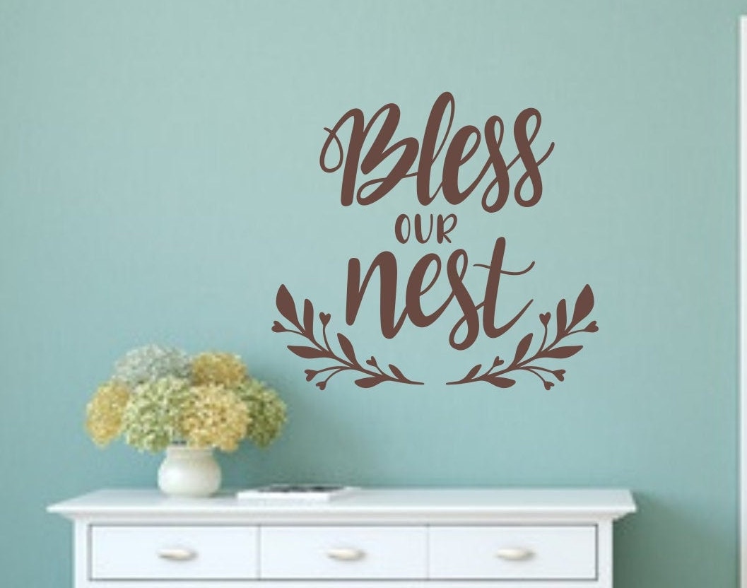 OUR NEST IS BLESSED Family Rustic Farmhouse Home Wall Decal Words Decor