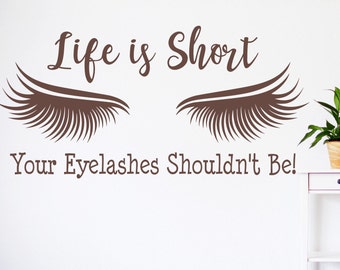 Eyelash extension decal, eyelash decor, eyelash art // Beauty salon decal, lashes decal