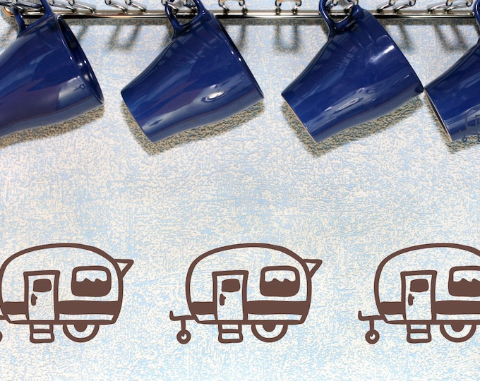 Vintage Camper Wall Decal - Border Design - Retro Adhesive Vinyl, RV Trailer Accessories For Kitchen