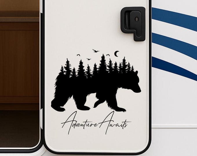 Personalized Bear Forest RV Decal: Adventure Awaits
