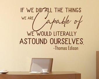 Thomas Edison Quote Wall Decal: Inspirational Office Decor