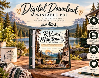 RV Maintenance Log Book Printable, Camper Maintenance Checklist & Tracker, RV Service and Repair Records PDF