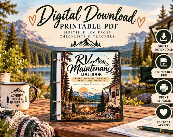 RV Maintenance Log Book Printable, Camper Maintenance Checklist & Tracker, RV Service and Repair Records PDF