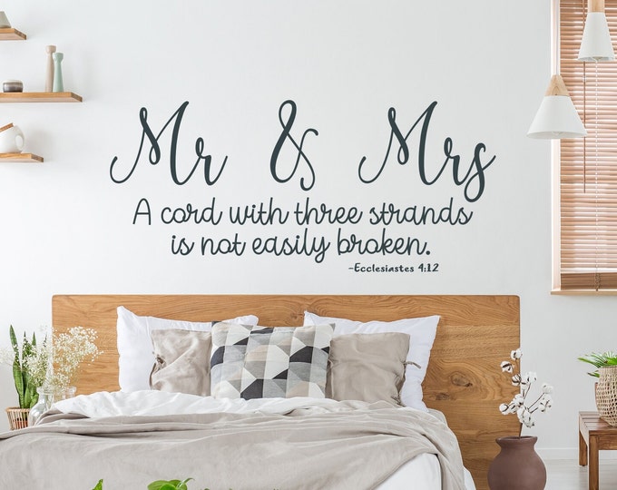 Wedding wall art, mr & mrs, mr and mrs, a cord of three strands bible verse wall art, marriage wall decor, wedding wall decor, bedroom decor