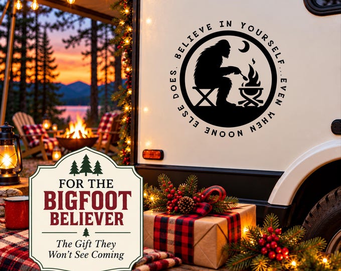 Bigfoot Gift for Camper, Sasquatch RV Decal, Funny Christmas Gift for Outdoorsman