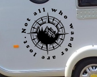 Wanderlust Compass RV Decal: Mountain Motorhome Camper Vinyl