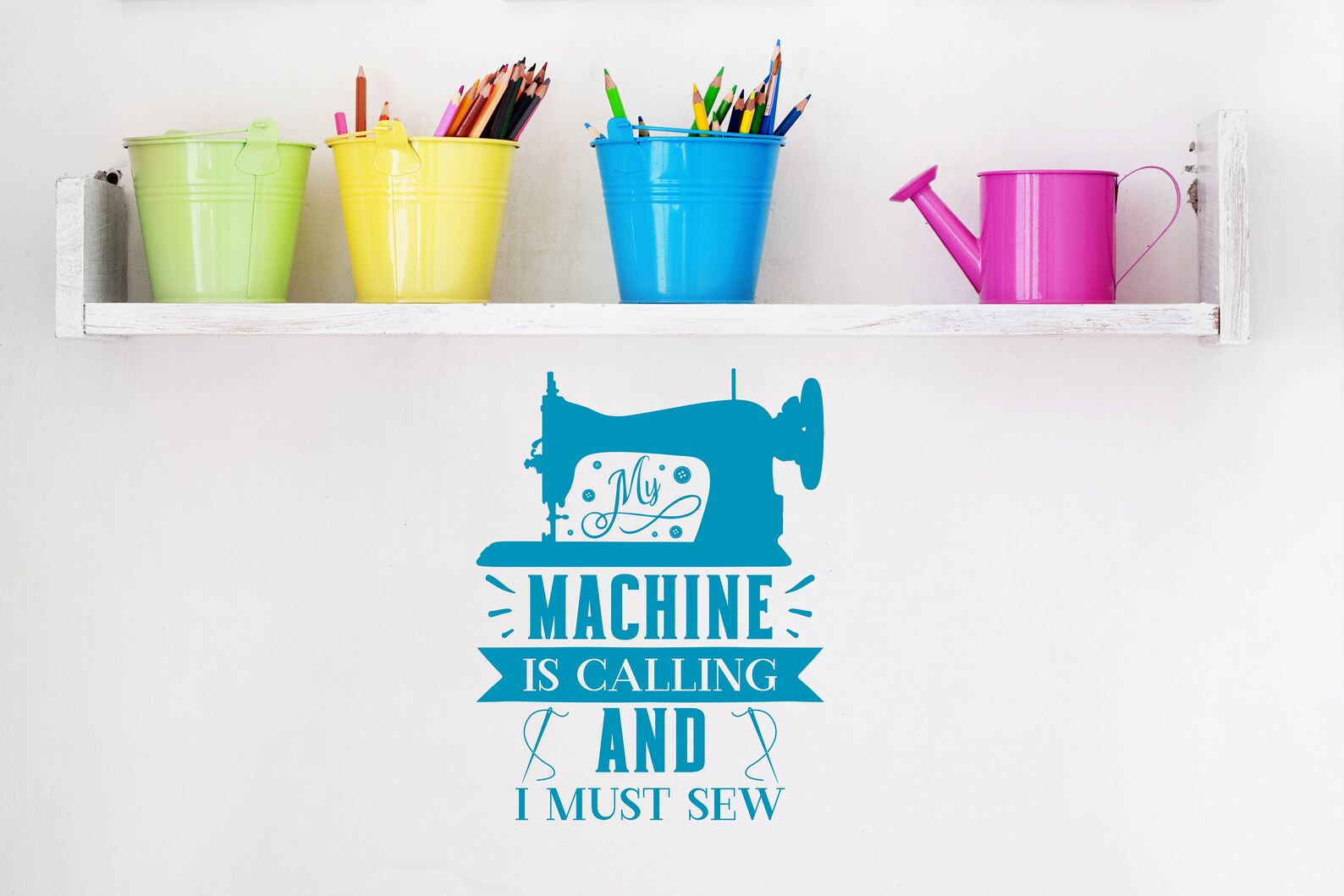Sewing Machine Wall Decor Sewing Wall Decal and I Must Sew Etsy