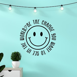Smiley Face Wall Decal: Positive Quote, Tween Bedroom Decor