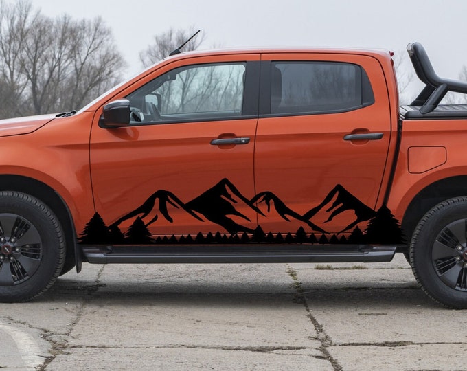 mountain decal for pickup truck rv or trailer, vinyl decals for trucks and campers