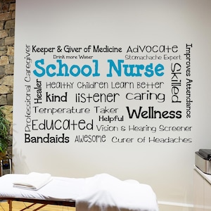 School nurse wall decal, school nurse decor, school nurse office, school nurse sign, nurse wall art, custom nurse decor,