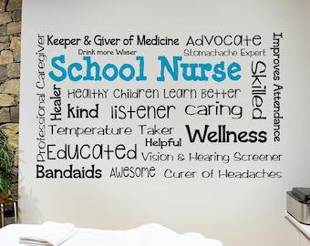 School nurse wall decal, school nurse decor, school nurse office, school nurse sign, nurse wall art, custom nurse decor,