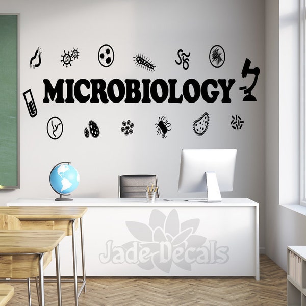 Microbiology wall decal, microbiology decor, classroom wall decal, science wall art