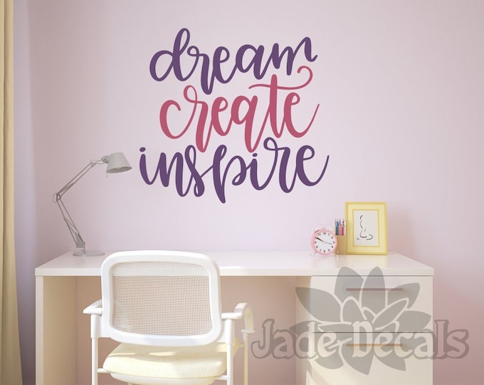 Craft room decal, play room decal, Dream create inspire, craft room decor, playroom decal