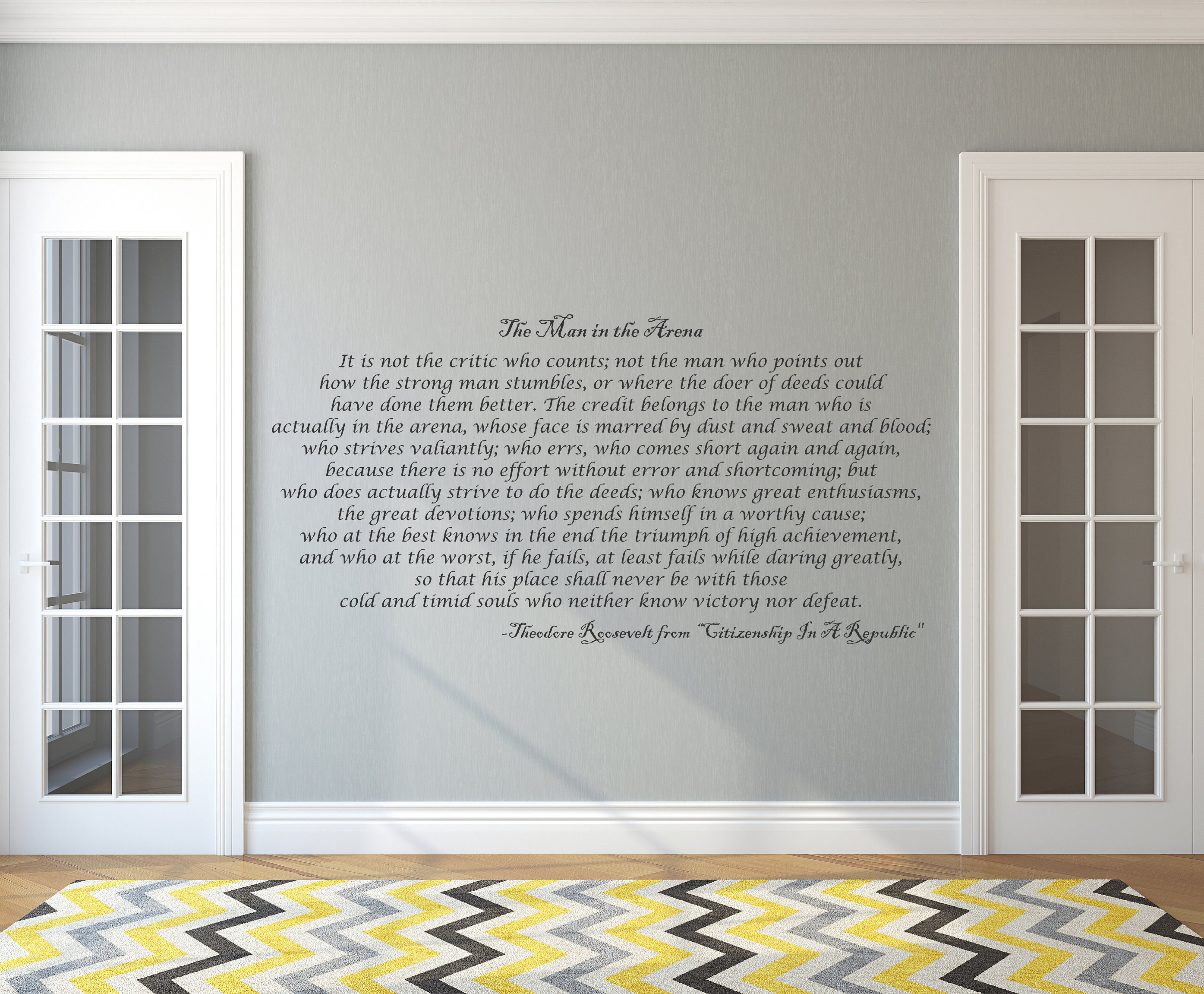 Man In The Arena Large Wall Decal Theodore Roosevelt Quote Etsy 